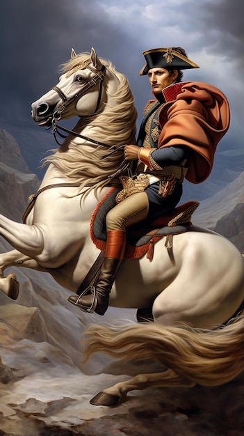 illustration de Napoléon Bonaparte à cheval avec un dos naturel