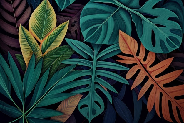 Illustration de la nature à motifs de feuilles conception de plantes abstraites