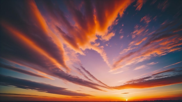 Illustration de la nature des nuages Ciel coloré Le coucher de soleil Le lever du soleil Le crépuscule