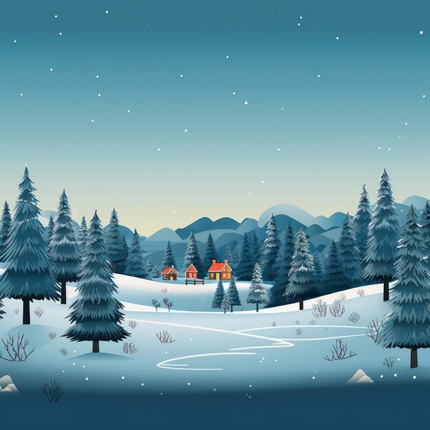 illustration de Noël enneigée scène d'hiver arrière-plan conception de vacances festives