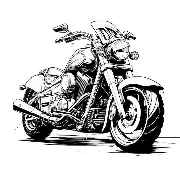 illustration en noir et blanc du motocycle