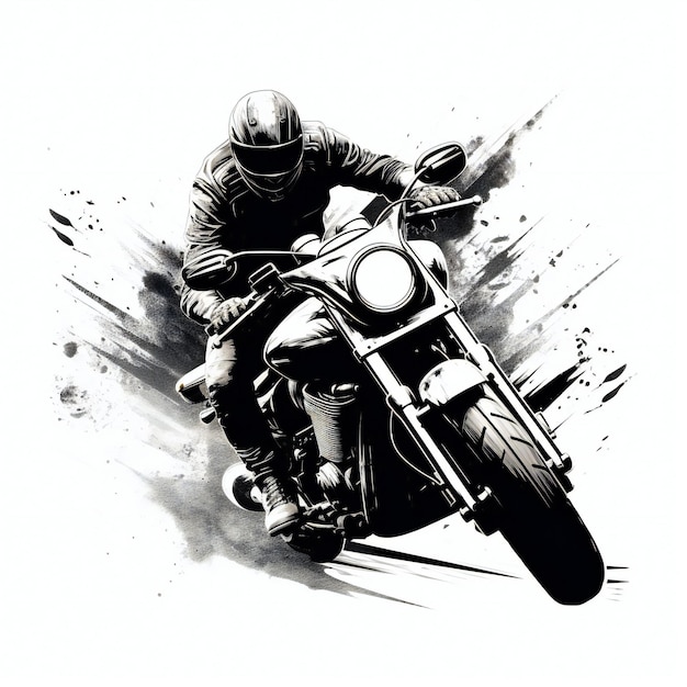 illustration en noir et blanc du motocycle