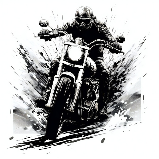 illustration en noir et blanc du motocycle