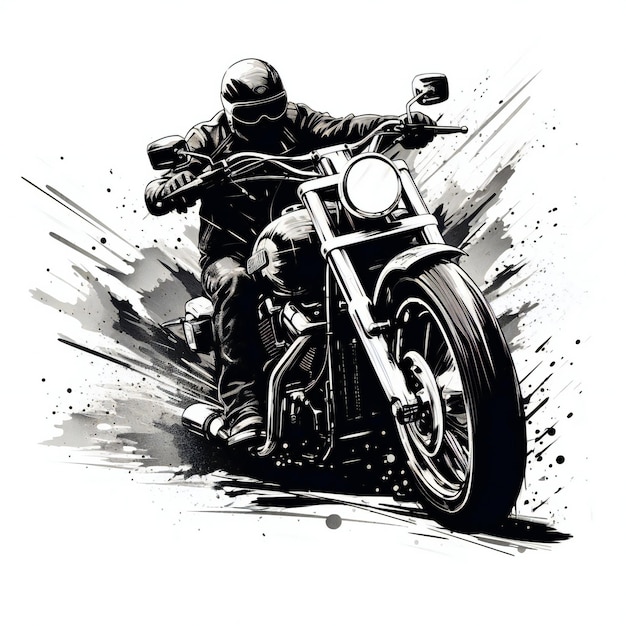 illustration en noir et blanc du motocycle