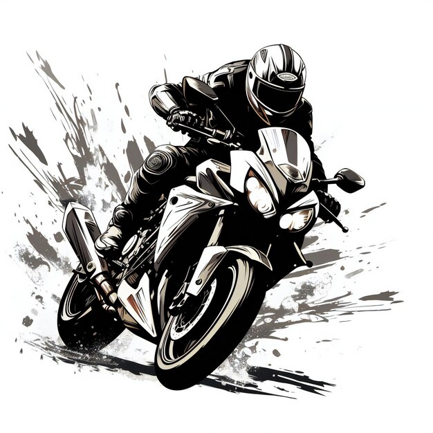 illustration en noir et blanc du motocycle