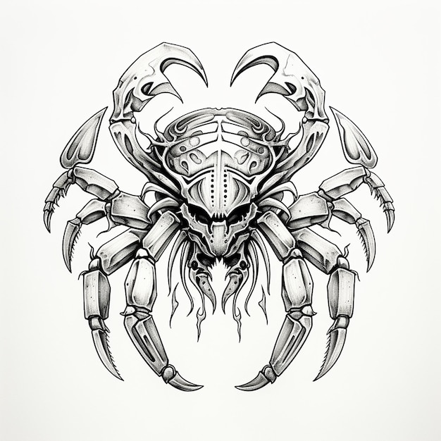 Photo illustration en noir et blanc d'un scorpion