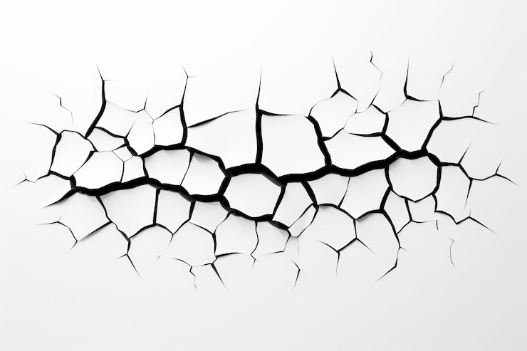 Photo illustration en noir et blanc de la surface fissurée
