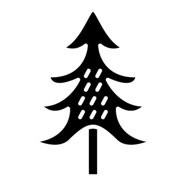 Illustration noire solide de glyphe d'arbre à feuilles persistantes
