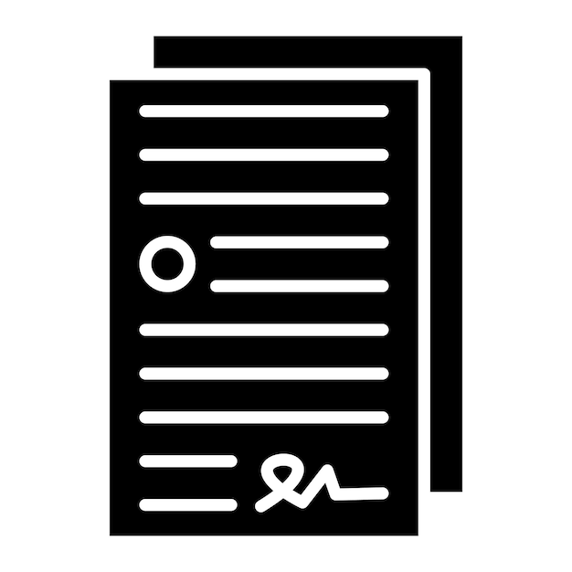 Illustration noire unie du glyphe du contrat