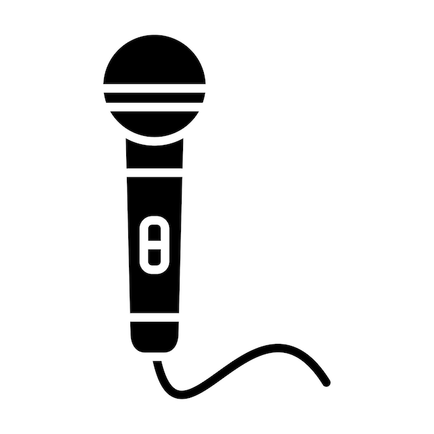 Illustration noire unie du glyphe du microphone