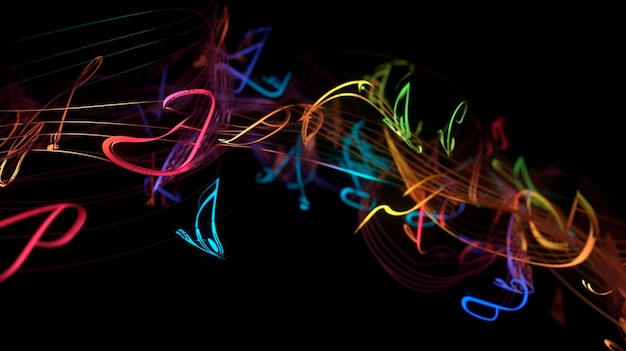 Photo illustration de notes de musique colorées generative ai