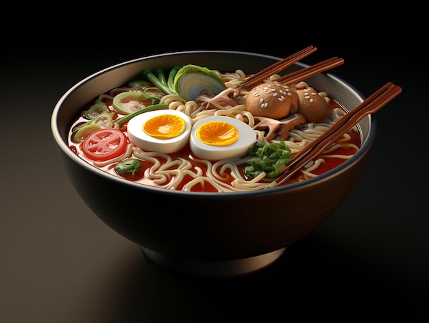 Photo illustration de nouilles ramen japonaises générée par l'ia