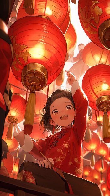 illustration Le Nouvel An chinois en rouge