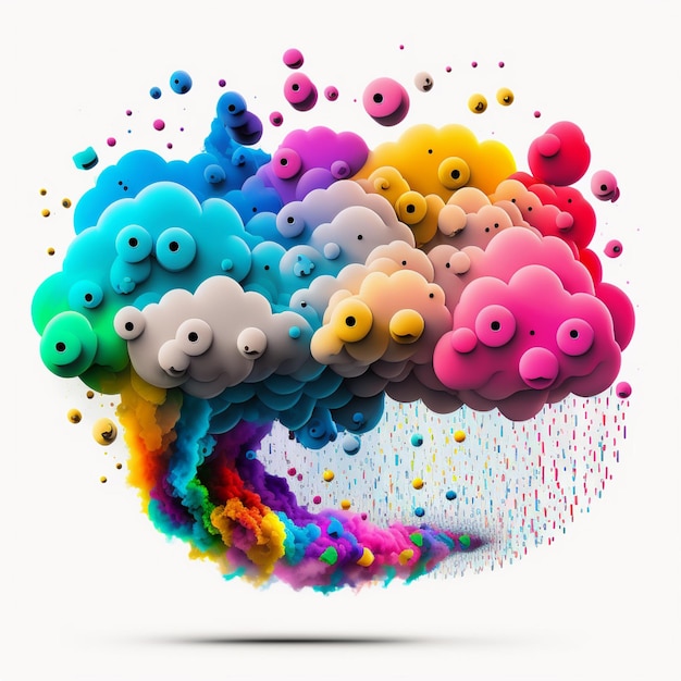 illustration de nuage emoji coloré