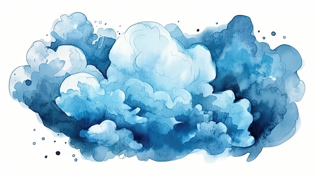 Illustration de nuages bleus avec fond dégradé aquarelle