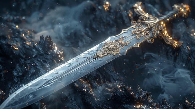 Photo illustration numérique 3d d'une épée fantastique