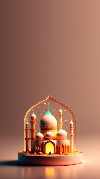 Photo illustration numérique 3d de l'histoire instagram des médias sociaux islamiques