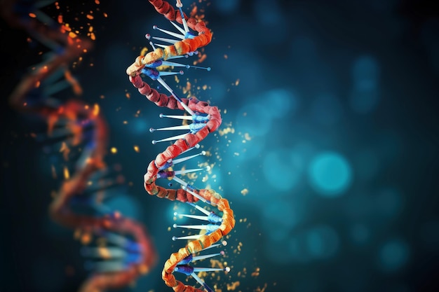 Illustration numérique 3D de la structure de la molécule d'hélice d'ADN