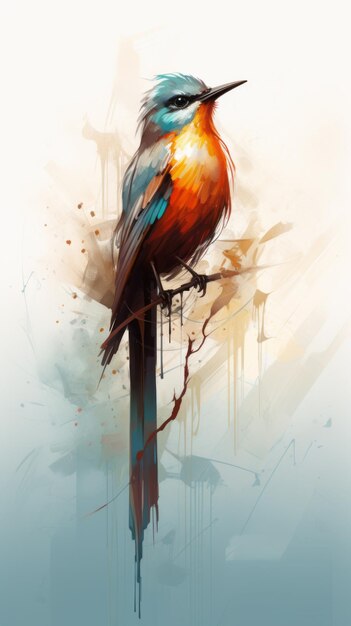 Photo illustration numérique agressive d'un oiseau par l'acarelliste daniel holms