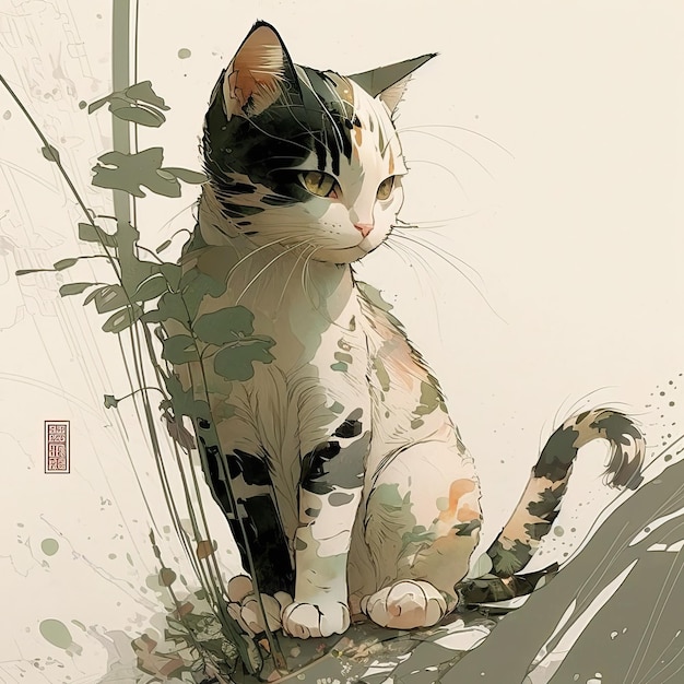 Illustration numérique créative d'un chat