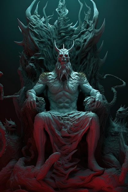 une illustration numérique d'un démon avec un dragon sur la tête