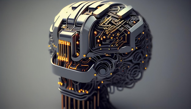 Illustration numérique du cerveau du robot