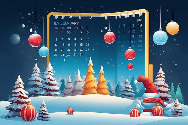 Illustration numérique du changement de calendrier de décembre à janvier