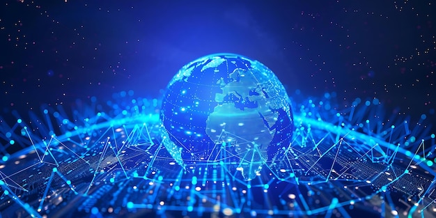 Illustration numérique du globe 3D avec des lignes et des connexions