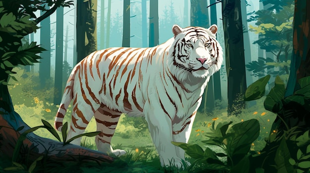 illustration numérique du tigre dans la jungle