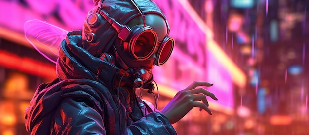 Illustration numérique d'une fille cyberpunk