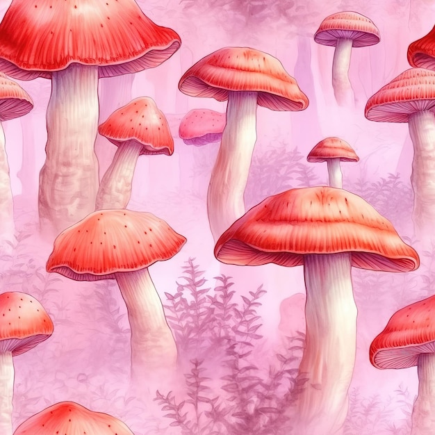 Une illustration numérique d'un fond de champignon rose