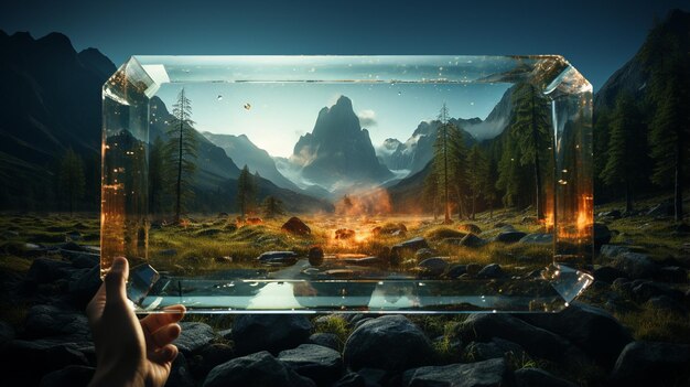 Photo illustration numérique fond de paysage fantastique