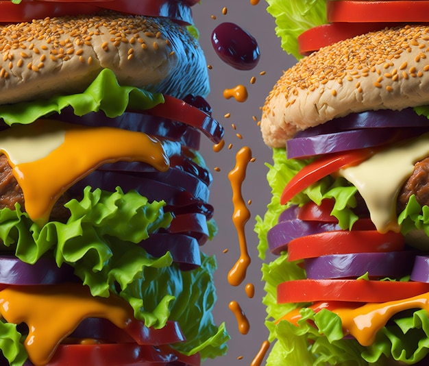 Illustration numérique d'un hamburger délicieux