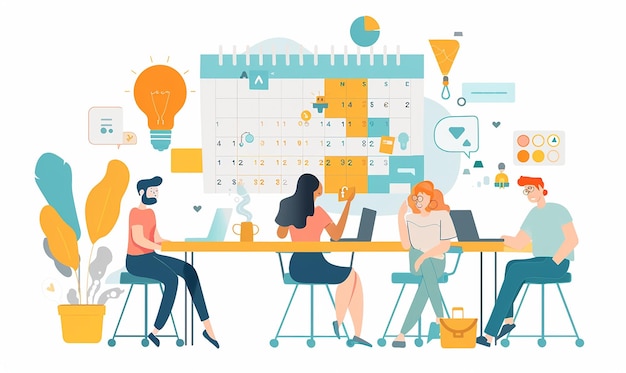 une illustration numérique de personnes travaillant à un ordinateur avec les mots le mot dessus