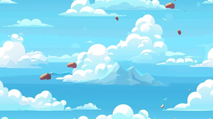 Photo une illustration numérique d'un poisson et d'un ciel avec des nuages et un parachute
