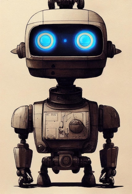 Une illustration numérique de robot mignon