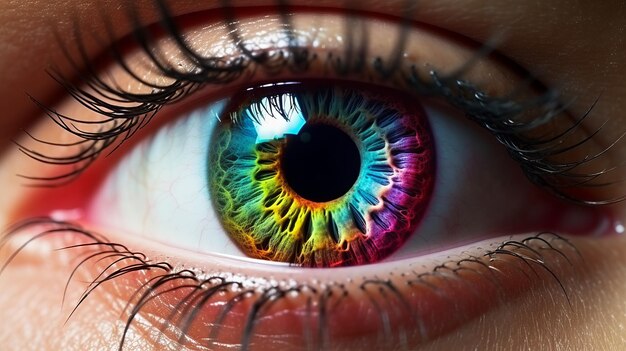 Illustration d'un œil fascinant avec un iris arc-en-ciel vibrant