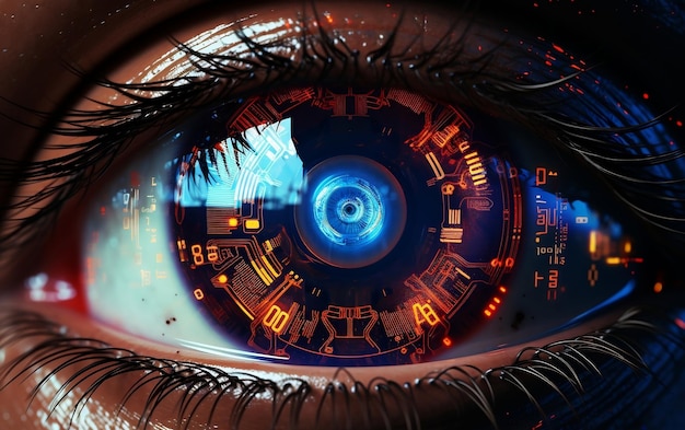 Illustration d'un œil technologique avec une esthétique futuriste générative par Ai