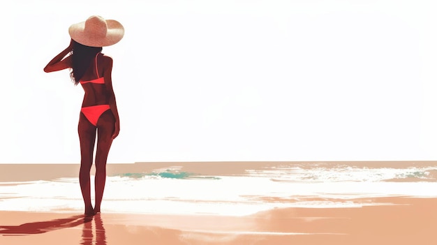 Photo illustration of an african american woman at the beach gazing into the horizon