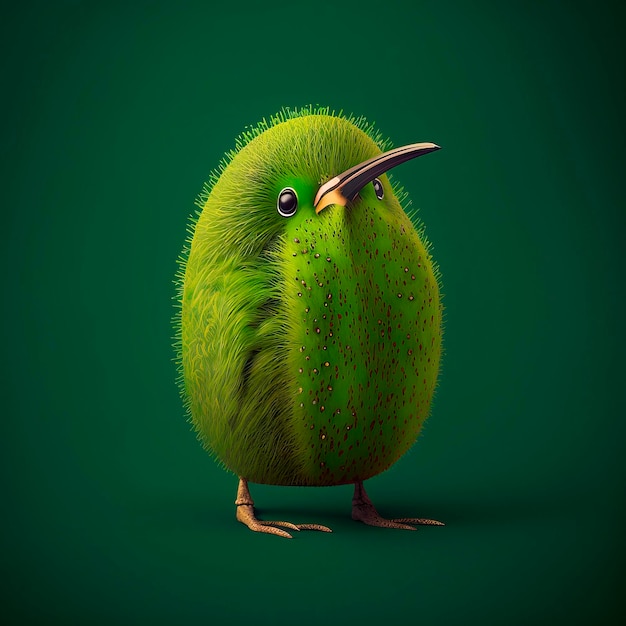 Illustration d'oiseau kiwi stylisés kiwis sur fond vert