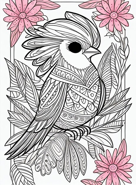 Illustration d'oiseaux colorés avec un fond de fleurs