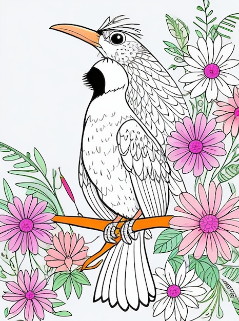 Illustration d'oiseaux colorés avec un fond de fleurs