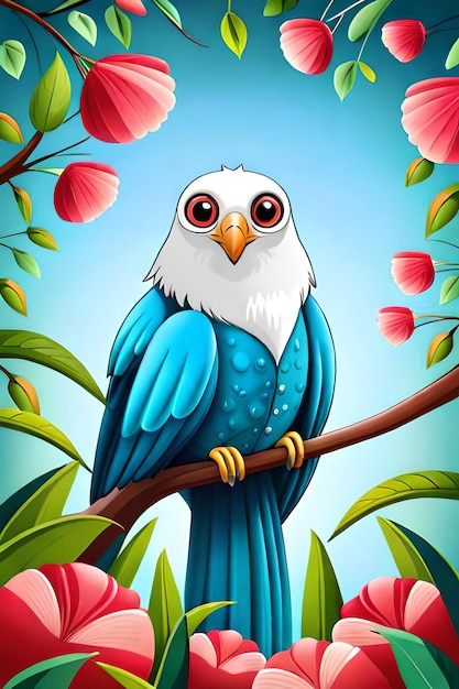 Illustration d'oiseaux colorés avec un fond de fleurs