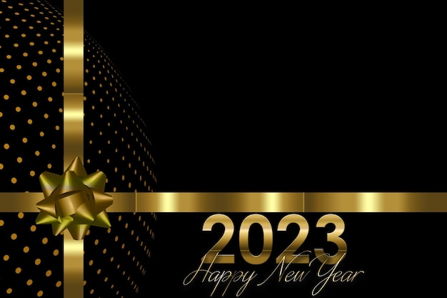 Illustration or 2023 Happy New Year Background Design Lettrage carte de voeux