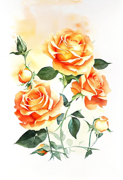 Illustration d'Orange Rose dans un style de peinture à l'aquarelle