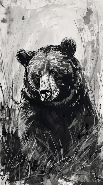 L'illustration de l'ours noir et blanc