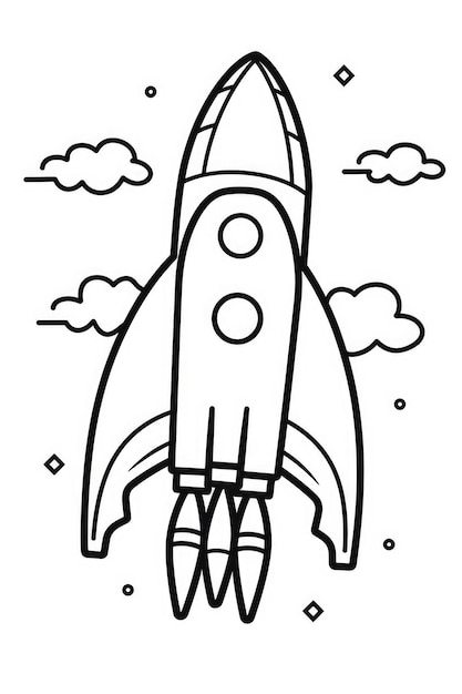 Illustration de page de coloriage de fusée spatiale pour les enfants