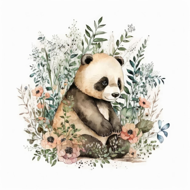 Illustration de panda aquarelle mignon AI GenerativexA