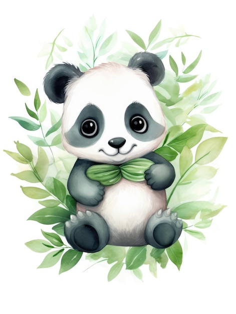 Illustration de panda aquarelle mignon pour les enfants