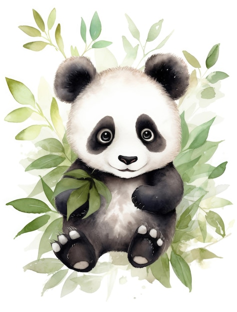 Illustration de panda aquarelle mignon pour les enfants